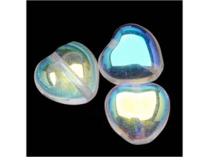 Czech Glass - Heart Shaped Beads 8.5x7.5mm 'Crystal AB' (25 pcs) Czech Glass - Heart Shaped Beads 8.5x7.5mm 'Crystal AB' (25 pcs)