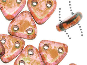 CzechMates 2-Hole Triangle Beads 6mm - Rose Luster / Gold Topaz (2.5" Tube) CzechMates 2-Hole Triangle Beads 6mm - Rose Luster / Gold Topaz (2.5" Tube)