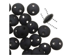 CzechMates Glass 2-Hole Round Flat Lentil Beads 6mm - Matte Jet (1 Strand)