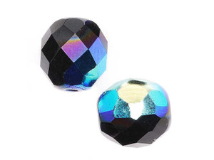Czech Fire-Polish Glass Beads 10mm Round Jet AB Czech Fire-Polish Glass Beads 10mm Round Jet AB