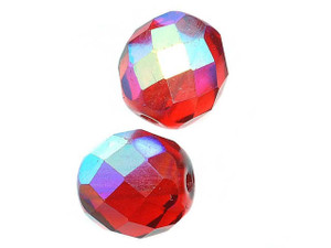 Czech Fire-Polish Glass Beads 10mm Round Siam Ruby AB Czech Fire-Polish Glass Beads 10mm Round Siam Ruby AB