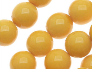 Czech Glass Pastella Collection, Smooth Round Druk Beads 8mm, Goldenrod Yellow (1 Strand)