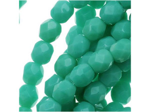 Czech Fire-Polish Glass Beads 4mm Round 'Green Turquoise' (50 Czech Fire-Polish Glass Beads 4mm Round 'Green Turquoise' (50