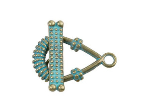 Brass-Plated Bali-Style Teardrop Toggle Clasp with Patina Finish Brass-Plated Bali-Style Teardrop Toggle Clasp with Patina Finish