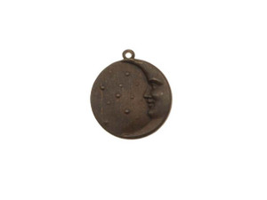 Vintaj Natural Brass Round Moon Face Charm 18mm (1 pcs) Vintaj Natural Brass Round Moon Face Charm 18mm (1 pcs)