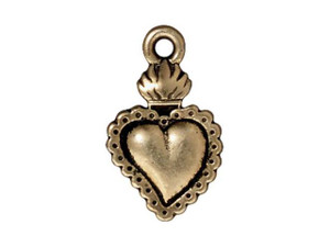 TierraCast Brass Oxide Finish Lead-Free Dia De Los Muertos Sacred Heart Pendant Charm 22mm (1 pcs) TierraCast Brass Oxide Finish Lead-Free Dia De Los Muertos Sacred Heart Pendant Charm 22mm (1 pcs)