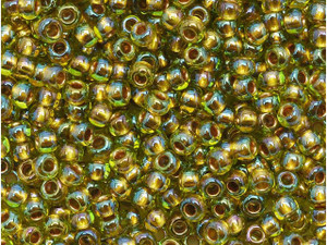 Toho 11/0 Round Seed Bead Gold Lined Rainbow Peridot, 2.5-Inch Tube Toho 11/0 Round Seed Bead Gold Lined Rainbow Peridot, 2.5-Inch Tube