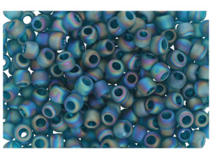 Toho 8/0 Round Seed Bead Transparent Rainbow Frosted Teal, 2.5-Inch Tube Toho 8/0 Round Seed Bead Transparent Rainbow Frosted Teal, 2.5-Inch Tube