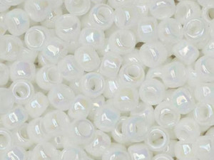 TOHO Bead Round Size 8/0 Opaque Rainbow White - 2.5 Inch Tube