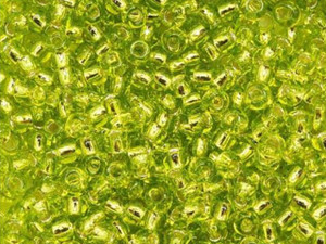 TOHO Bead Round Size 11/0 Silver Lined Lime Green - 2.5 Inch Tube