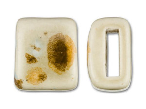 Clay River Designs Porcelain Medium Flat Leather Slider Bead - Caribbean Sand Clay River Designs Porcelain Medium Flat Leather Slider Bead - Caribbean Sand