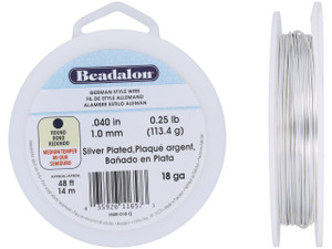 German-Style Craft Wire, Round 18 Gauge / 0.40 in., 14 Meter Spool, Silver Plated German-Style Craft Wire, Round 18 Gauge / 0.40 in., 14 Meter Spool, Silver Plated