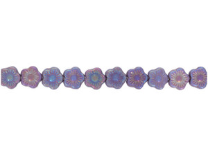 Czech Glass Beads, Flowers 10 x 10mm : Luster Iris - Opaque Lt Amethyst (25pcs) Czech Glass Beads, Flowers 10 x 10mm : Luster Iris - Opaque Lt Amethyst (25pcs)