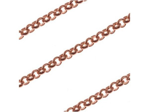 Chain by the Foot, Open Rolo Links 2mm, Antiqued Copper Plated Chain by the Foot, Open Rolo Links 2mm, Antiqued Copper Plated
