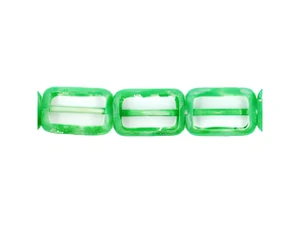 Czech Polished Rectangles 12 x 8mm : Crystal - Green Picasso (24pcs)