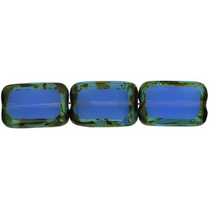 Limited Edition - Polished Rectangles 12 x 8mm : Milky Sapphire - Picasso (24pcs) Limited Edition - Polished Rectangles 12 x 8mm : Milky Sapphire - Picasso (24pcs)