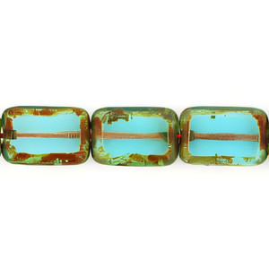 Polished Rectangles 12 x 8mm : Aquamarine - Picasso (24pcs) Polished Rectangles 12 x 8mm : Aquamarine - Picasso (24pcs)