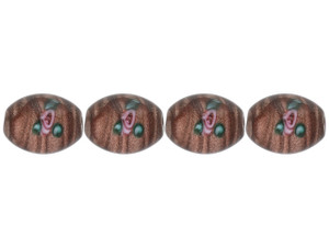 Czech Glass Oval Limited Edition Beads with Flower 12 x 8mm: Aventurine (4 Pieces) Czech Glass Oval Limited Edition Beads with Flower 12 x 8mm: Aventurine (4 Pieces)