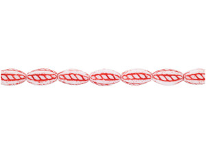 Limited Edition Vintage Czech Glass Oval Beads – White with Red Design Limited Edition Vintage Czech Glass Oval Beads – White with Red Design