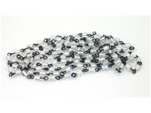 Czech Glass 3.5x4mm Clear Faceted Beads w/ Black Metal Chain (1 Yard) Czech Glass 3.5x4mm Clear Faceted Beads w/ Black Metal Chain (1 Yard)