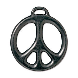 TierraCast Peace Sign Lg Charm Black