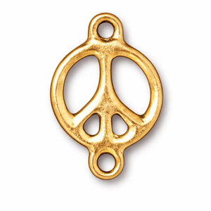 TierraCast Peace Sign Link Bright Gold, 22.5x15.5mm