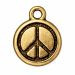 TierraCast Peace Sign Charm Antiqued Gold