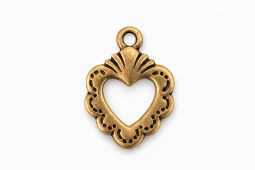 TierraCast Sacred Heart Ring Charm Antiqued Gold, 24x17mm TierraCast Sacred Heart Ring Charm Antiqued Gold, 24x17mm