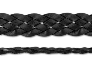 Leather Cord USA 11mm Black Flat Braided Leather - by the Foot Leather Cord USA 11mm Black Flat Braided Leather - by the Foot