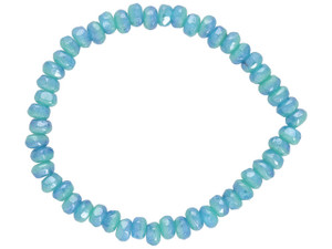 Czech Glass Gem Cut Microspacer (3x2mm) Ocean Blue Opaline Mix with White Luster , 1 Strand Czech Glass Gem Cut Microspacer (3x2mm) Ocean Blue Opaline Mix with White Luster , 1 Strand