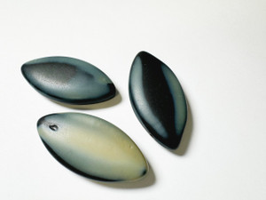 Limited Edition Czech Glass 37 x 19mm Matte Milky Black/Grey Top Drilled Ellipse Beads Limited Edition Czech Glass 37 x 19mm Matte Milky Black/Grey Top Drilled Ellipse Beads