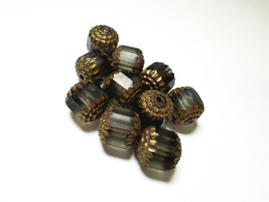 Limited Edition Czech Glass 10.25 x 10mm Smoke with Gold Wash Cathedral Cut Beads Limited Edition Czech Glass 10.25 x 10mm Smoke with Gold Wash Cathedral Cut Beads