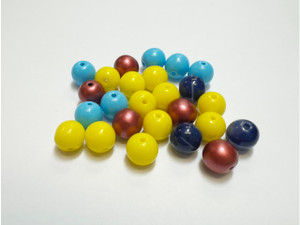 Limited Edition Czech Glass 6.5 x 7mm Yellow, Turquoise, Copper Round Beads Limited Edition Czech Glass 6.5 x 7mm Yellow, Turquoise, Copper Round Beads