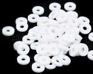 6mm Vinyl/Vulcanite Heishi Beads - White (10 pieces)