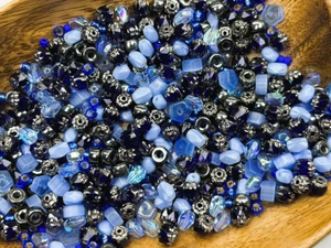 Limited Edition Czech Glass Midnight Frost Bead Soup - 100 grams