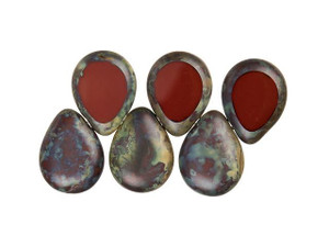 Czech Glass 12 x 16mm Burnt Umber Picasso Polished Drop Bead Strand by Starman Czech Glass 12 x 16mm Burnt Umber Picasso Polished Drop Bead Strand by Starman