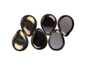 Czech Glass 12 x 16mm Jet Bronze Picasso Polished Drop Bead Strand by Starman Czech Glass 12 x 16mm Jet Bronze Picasso Polished Drop Bead Strand by Starman