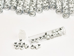 Czech Glass Beads (White) 7mm: Alphabet Letter A  (2.5 Inch Tube)