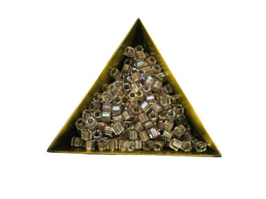 TOHO Bead Cube 4mm Inside-Color Rainbow Crystal/Rose-Lined - 5.5 Inch Tube