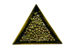 TOHO Bead Round Size 6/0 Marbled Opaque Avocado/Pink - 2.5 Inch Tube