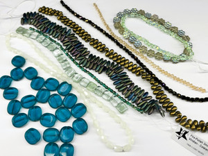 Vintage Czech Glass Bead Strand Assortment Packs Teal & Bronze
