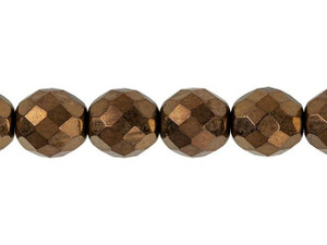 Czech Glass 12mm Dark Bronze Fire-Polish Bead Strand by Starman Czech Glass 12mm Dark Bronze Fire-Polish Bead Strand by Starman
