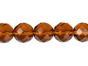 Czech Glass 12mm Dark Topaz Fire-Polish Bead Strand by Starman Czech Glass 12mm Dark Topaz Fire-Polish Bead Strand by Starman