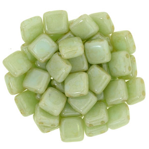 CzechMates Tile Bead 6mm : Opaque Pale Turquoise - Star Dust (50pcs) CzechMates Tile Bead 6mm : Opaque Pale Turquoise - Star Dust (50pcs)
