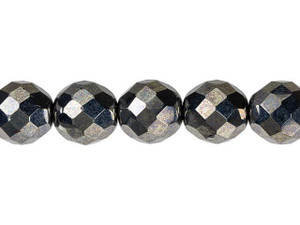 Czech Glass 12mm Hematite Fire-Polish Bead Strand by Starman Czech Glass 12mm Hematite Fire-Polish Bead Strand by Starman