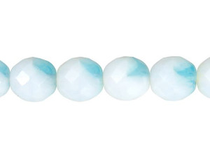 Czech Glass 12mm Iceberg Blue/Milky White Fire-Polish Bead Strand by Starman Czech Glass 12mm Iceberg Blue/Milky White Fire-Polish Bead Strand by Starman