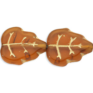 Medium Leaves 12 x 10mm Vertical Hole : Topaz - Gold Inlay (25pcs) Medium Leaves 12 x 10mm Vertical Hole : Topaz - Gold Inlay (25pcs)