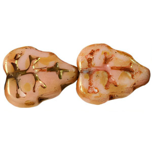 Leaves 10 x 8mm Vertical Hole : Luster - Opaque Rose/Gold Topaz (25pcs) Leaves 10 x 8mm Vertical Hole : Luster - Opaque Rose/Gold Topaz (25pcs)
