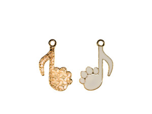 White Paw Print Musical Note Enamel Charm