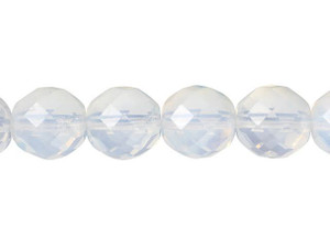 Czech Glass 12mm Milky White Fire-Polish Bead Strand by Starman Czech Glass 12mm Milky White Fire-Polish Bead Strand by Starman